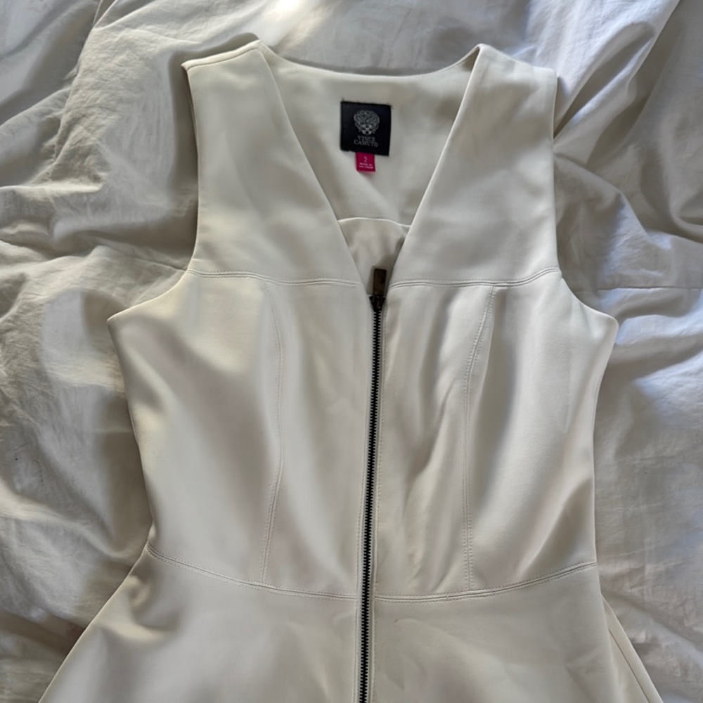 White Sleeveless Zip-Up Dress